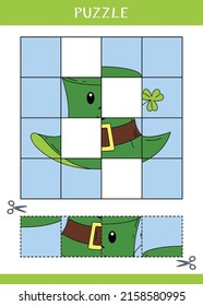 Puzzle for kids. Find the missing parts of the picture. Simple educational game. Cut and glue. Vector worksheet