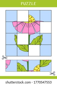 Rompecabezas para los niños. Simple juego educativo. Cortar y pegar. Ilustración del vector