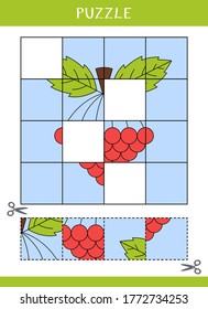 Puzzle for kids. Simple educational game. Cut and glue. Vector worksheet