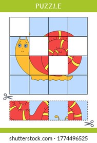 Rompecabezas para los niños. Simple juego educativo. Cortar y pegar. Ilustración del vector