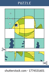 Rompecabezas para los niños. Simple juego educativo. Cortar y pegar. Ilustración del vector