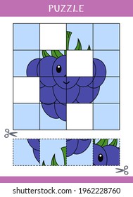 Puzzle for kids. Simple educational game. Cut and glue. Vector worksheet