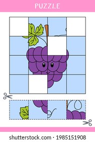 Puzzle for kids. Simple educational game. Cut and glue. Vector worksheet