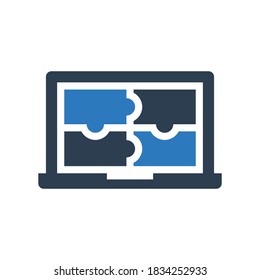 Puzzle laptop icon - solving problem icon	