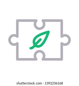 puzzle leaf vector color line icon