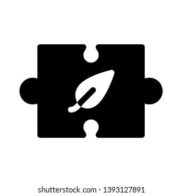 puzzle leaf vector glyph icon