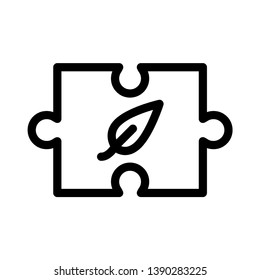puzzle leaf vector line icon