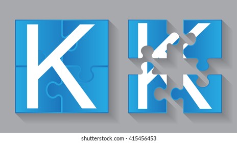 Puzzle letter K.Vector puzzle icon.