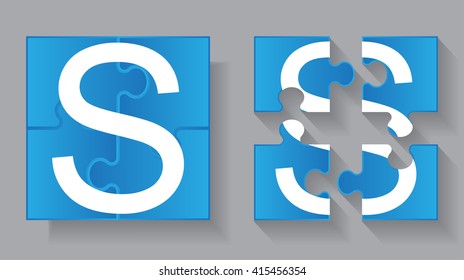 Puzzle letter S.Vector puzzle icon.