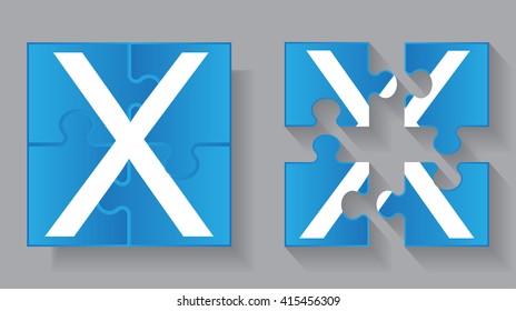 Puzzle letter X.Vector puzzle icon.