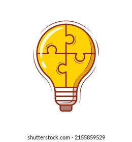 Puzzle Light Bulb Solution Illustration Cartoon Icon