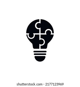 Puzzle light bulb vector icon.
