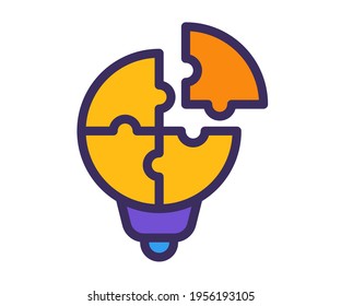 puzzle lightbulb solution solving single isolated icon with filled outline line style