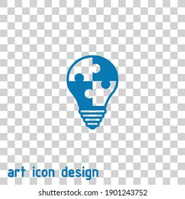 puzzle lightbulb vector icon on an abstract background