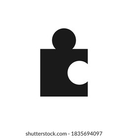 Puzzle in line art style on white background. Teamwork concept. Black puzzle on white background. Vector logo icon template. Pazzle icon. Vector icon.
