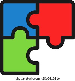 Puzzle Line Filled Vector Icon Design
