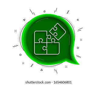 Puzzle line icon. Chat bubble with shadow. Engineering strategy sign. Thin line puzzle icon. Vector