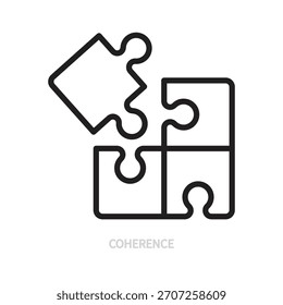 Icono de línea de rompecabezas. Coherencia, conexión, concepto de trabajo en equipo. Signo de rompecabezas. Símbolo negro. Aislado en un fondo blanco. Trazo editable. Ilustración vectorial. Diseño plano.