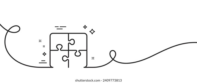 Puzzle Linie Symbol. Kontinuierlich eine Linie mit curl. Konstruktionsstrategiezeichen Puzzle ein einfaches Rahmenband. Loop-Kurve Muster. Vektorgrafik