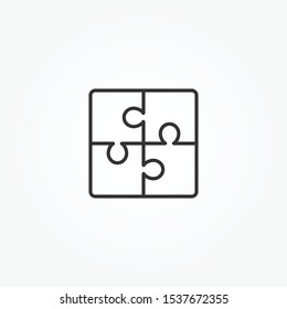 Puzzle line icon - editable stroke. Simple flat style design. Vector illustration.