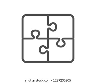 Puzzle line icon. Engineering strategy sign. Quality design flat app element. Editable stroke Puzzle icon. Vector