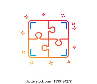Puzzle line icon. Engineering strategy sign. Gradient design elements. Linear puzzle icon. Random shapes. Vector
