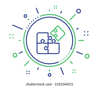 Puzzle line icon. Engineering strategy sign. Quality design elements. Technology puzzle button. Editable stroke. Vector
