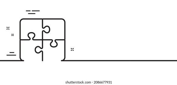 Puzzle Linie Symbol. Konstruktionsstrategiezeichen Minimaler Hintergrund der Illustration. Puzzle Linie Symbol Muster Banner. White Web Template Konzept. Vektorgrafik