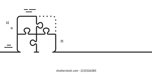 Puzzle line icon. Engineering strategy sign. Minimal line illustration background. Puzzle line icon pattern banner. White web template concept. Vector