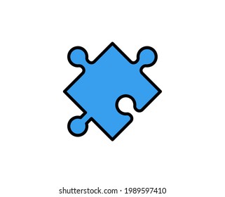Puzzle line icon. High quality outline symbol for web design or mobile app. Thin line sign for design logo. Color outline pictogram on white background