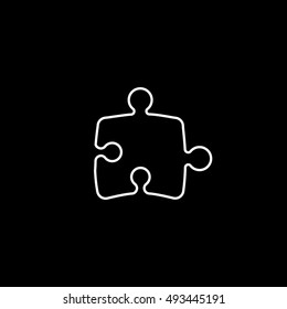 Puzzle Line Icon On Black Background