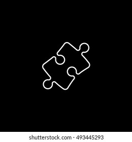 Puzzle Line Icon On Black Background
