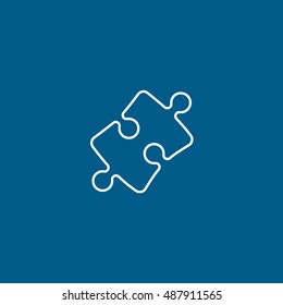 Puzzle Line Icon On Blue Background