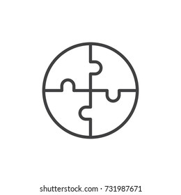 Puzzle line icon, outline vector sign, linear style pictogram isolated on white. Symbol, logo illustration. Editable stroke