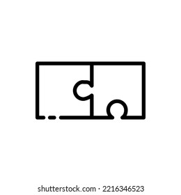 Puzzle line icon. Settings, configuration, entertainment, computer games, control panel. Technology concept. Vector black line icon on a white background