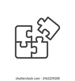 Puzzle line icon. Simple outline style. Jigsaw symbol, pictogram, single, piece, business, teamwork logo concept design. Vector illustration isolated on white background. EPS 10.