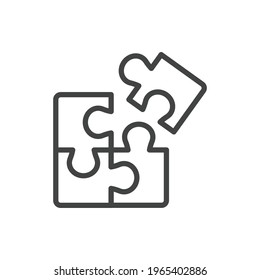 Puzzle line icon. Simple outline style. Jigsaw symbol, pictogram, single, piece, business, teamwork logo concept design. Vector illustration isolated on white background. EPS 10.