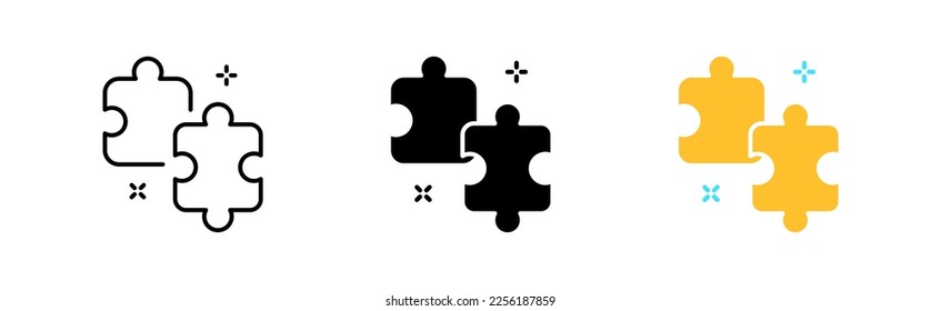 Puzzle line icon. puzzle, teamwork, development, leisure, hobbies, tasks, thinking, mind, ideas. Board games concept. Vector icon in line, black and colorful style on white background