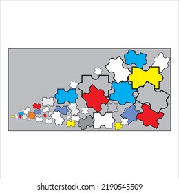 Puzzle, line icon vector design template and illustration with editable stroke 