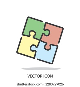 puzzle line icon vector, solutions problem, simple sign