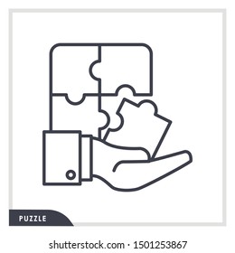 Puzzle line icon with white background