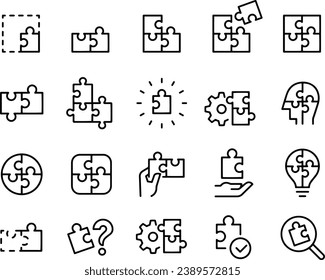 Puzzle line Icons vector design