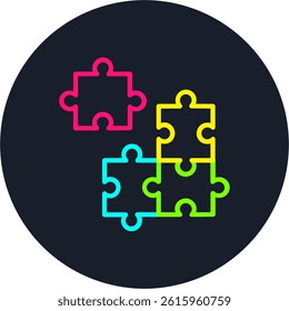 Puzzle Line Multi Colour Circle