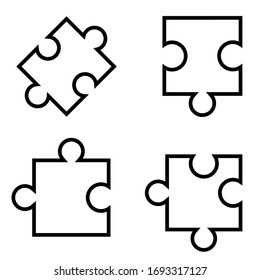 Puzzle-Linie-Symbol, Logo einzeln auf weißem Hintergrund