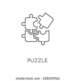 Puzzle linear icon. Puzzle concept stroke symbol design. Thin graphic elements vector illustration, outline pattern on a white background, eps 10.