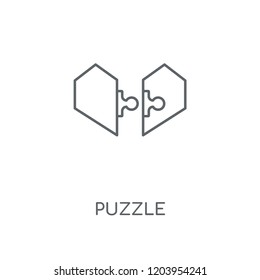 Puzzle linear icon. Puzzle concept stroke symbol design. Thin graphic elements vector illustration, outline pattern on a white background, eps 10.
