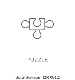 Puzzle linear icon. Puzzle concept stroke symbol design. Thin graphic elements vector illustration, outline pattern on a white background, eps 10.