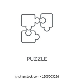 Puzzle linear icon. Puzzle concept stroke symbol design. Thin graphic elements vector illustration, outline pattern on a white background, eps 10.
