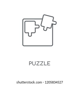 Puzzle linear icon. Puzzle concept stroke symbol design. Thin graphic elements vector illustration, outline pattern on a white background, eps 10.