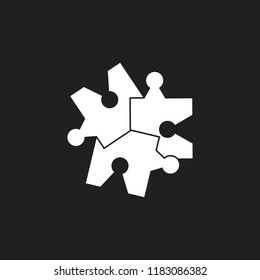 puzzle linked circle monogram design symbol vector
